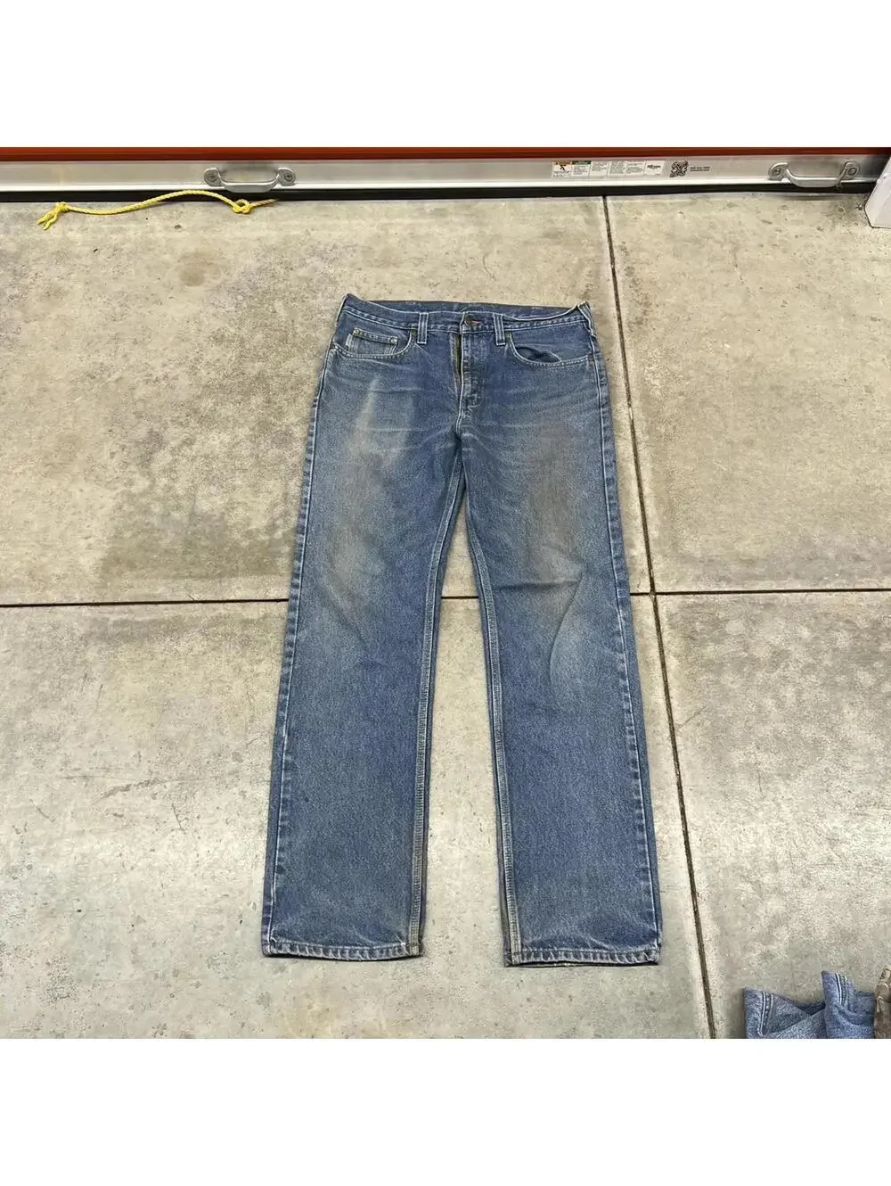 vintage carhartt faded blue straight leg jeans size 34 x 34